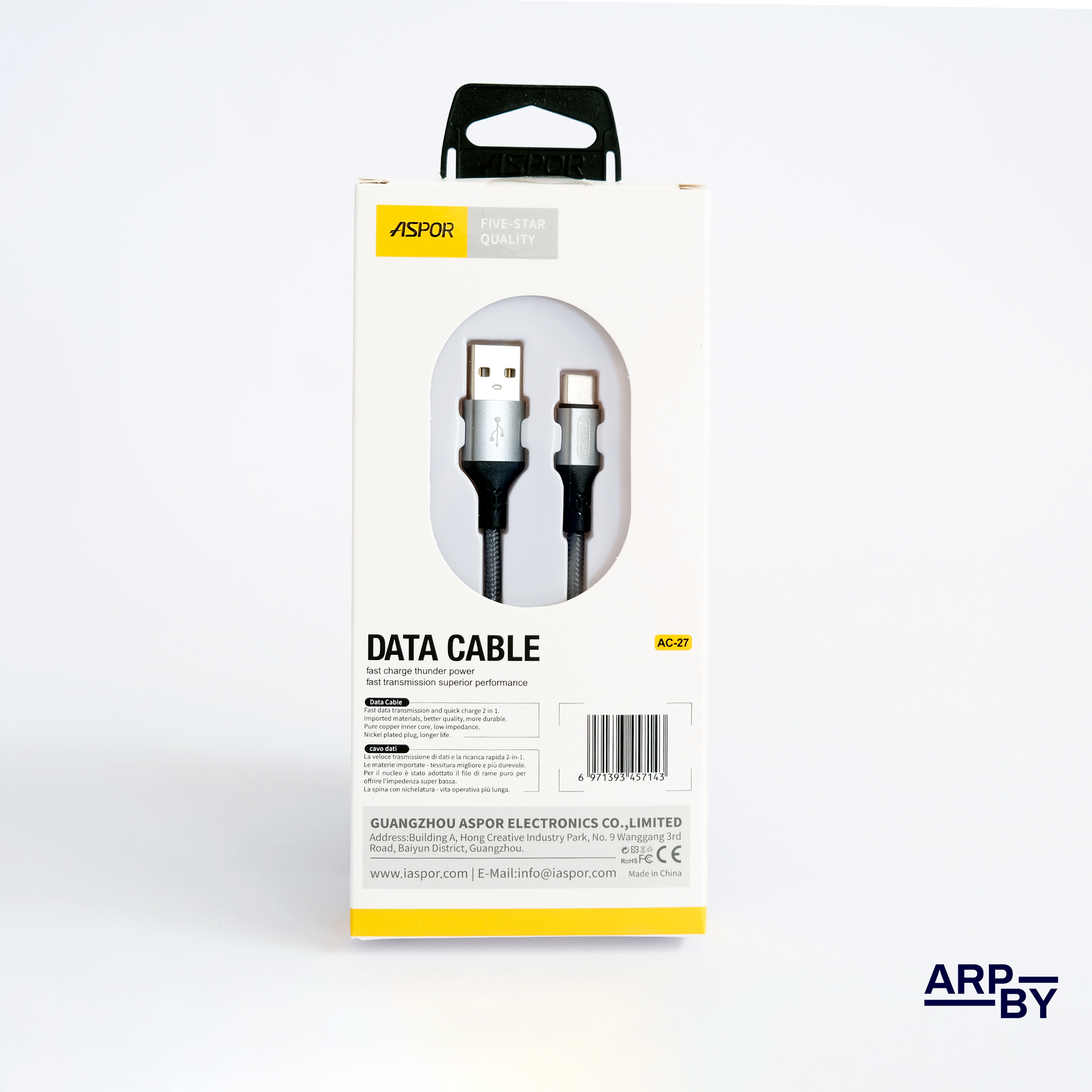 Cabo carreg. rapido 3.1A AC27 USB-A p USB-C Cinza Cabo carreg. rapido 3.1A AC27 USB-A p USB-C Cinza